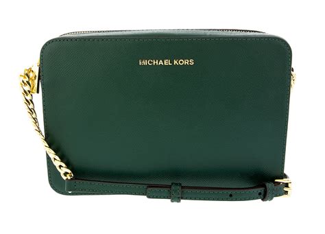 michael kors jet set green clutch|jet set leather crossbody bag.